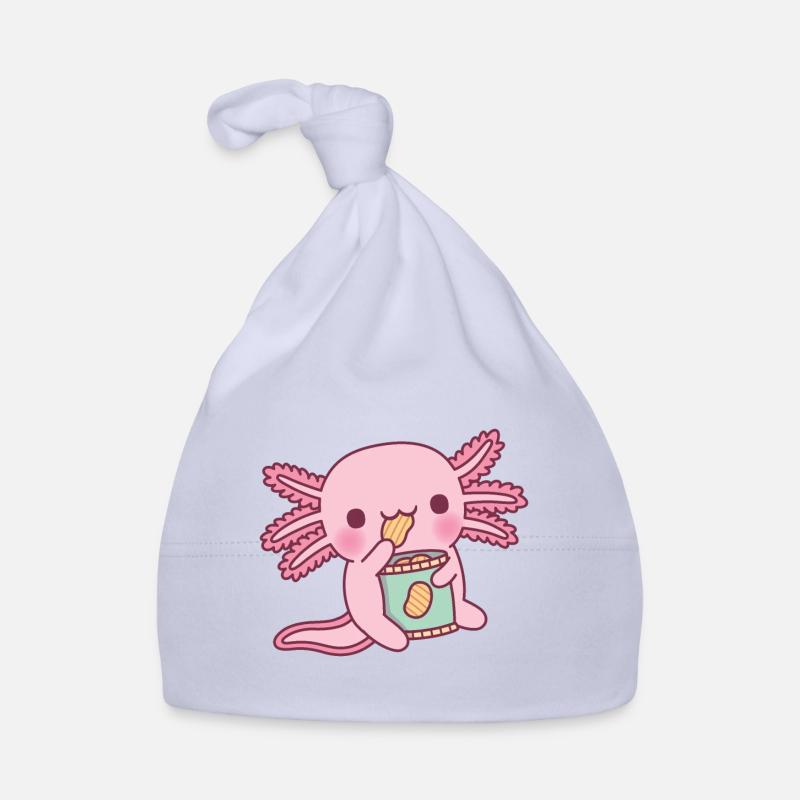 Süßer Axolotl isst Kartoffelchips Baby Bio-Mütze