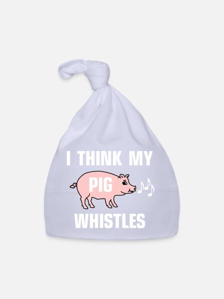 Je pense que mon cochon siffle - Bonnet bio Bébé - ciel - Devant