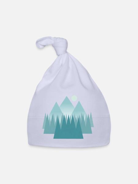 Astral mountain landscape in blue tones - Organic Baby Cap - sky - Front