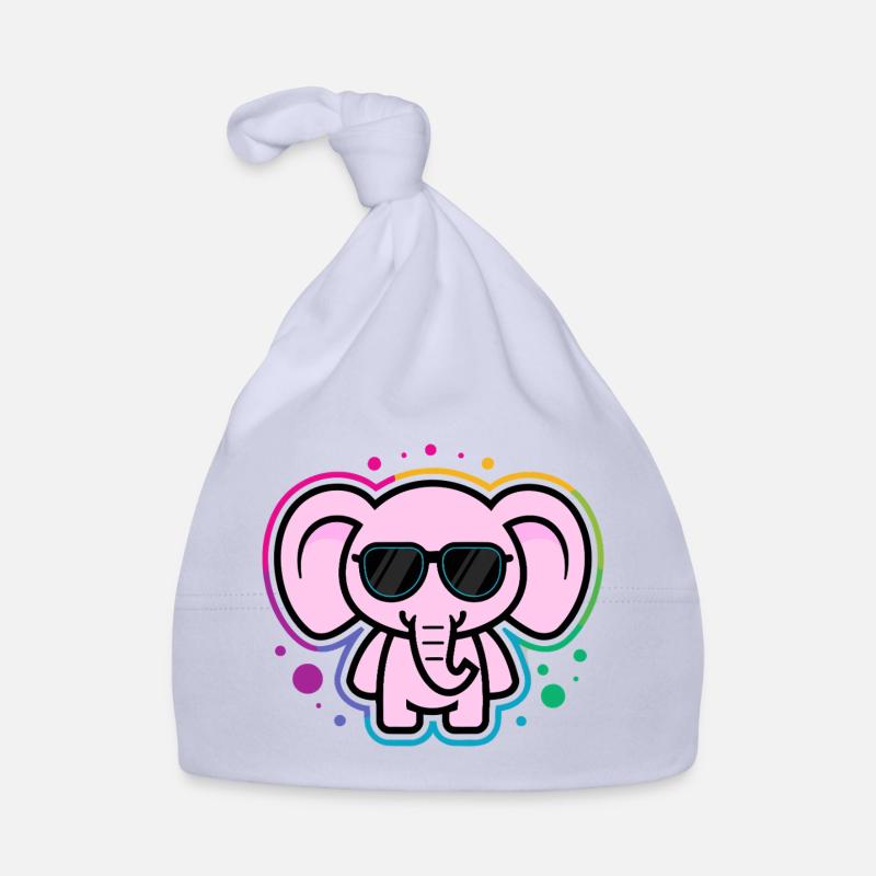 Éléphant Rose avec Lunettes Bonnet bio Bébé