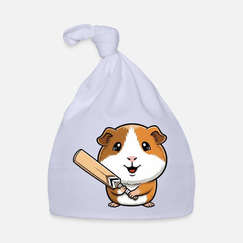 Cochon d’Inde mignon avec batte de cricket Bonnet bio Bébé