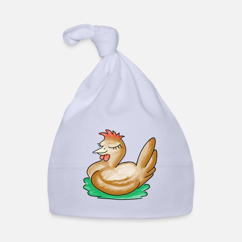 poulet endormi - Bonnet bio Bébé - ciel