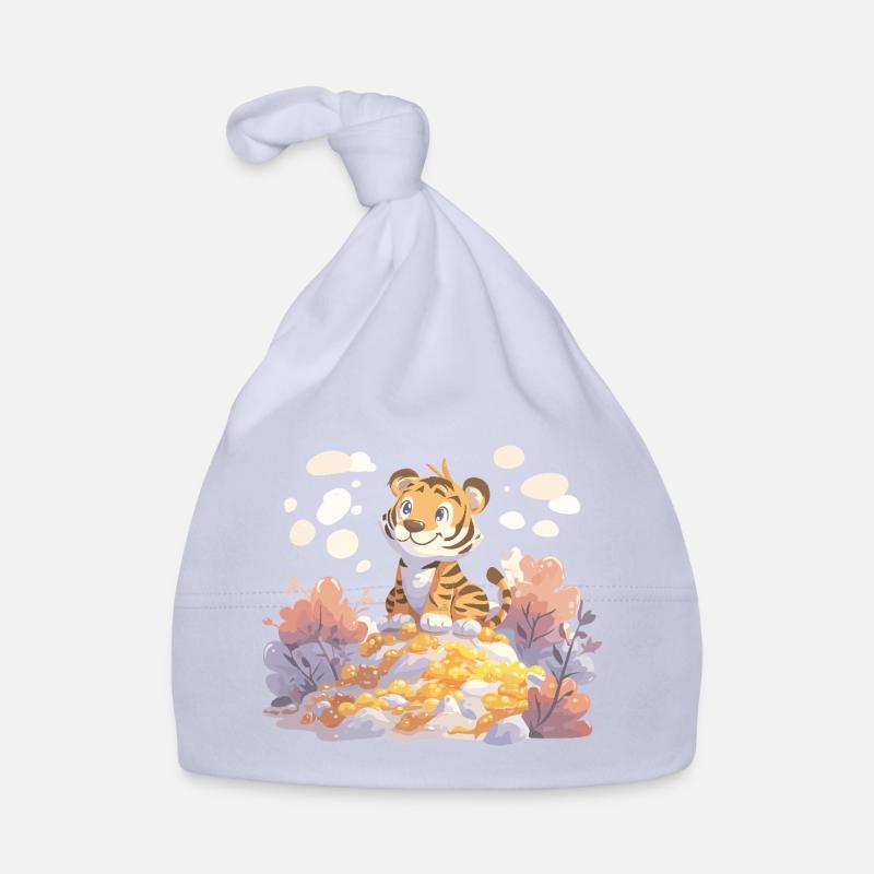 Tigerjunge auf Goldschatz im Herbstwald Baby Bio-Mütze