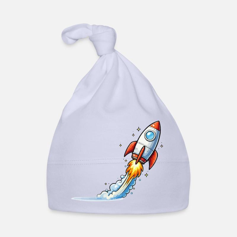 Rocket Launch Cartoon Design Organic Baby Cap