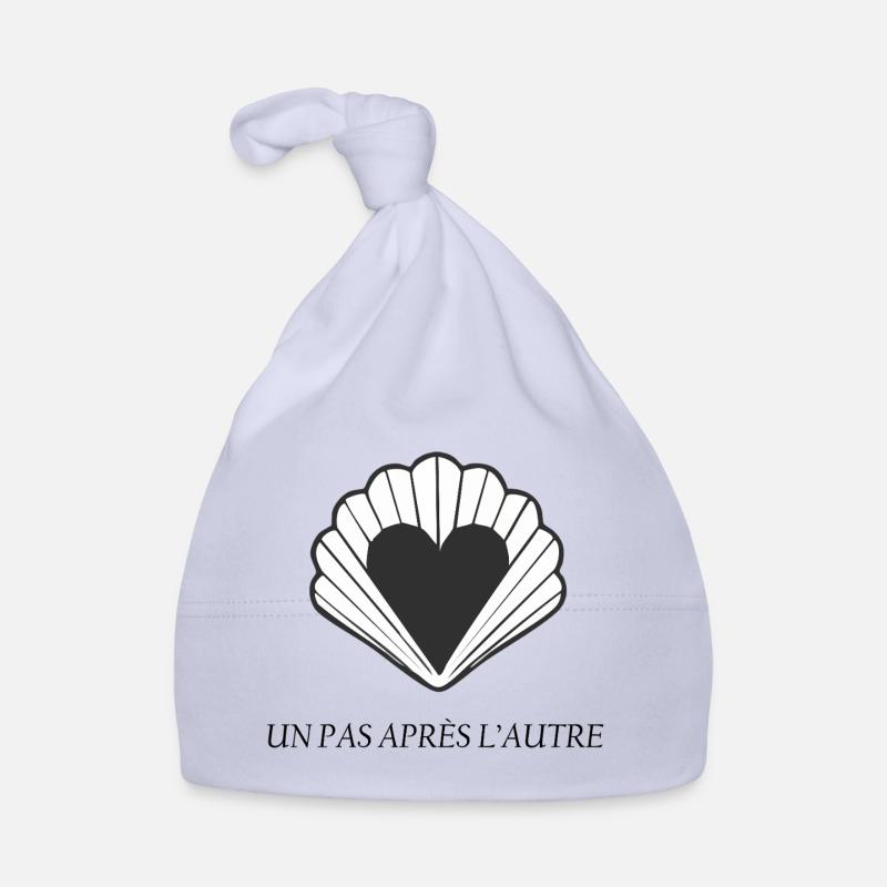 Saint Jacques de Compostelle - Cœur en coquille  - Bonnet bio Bébé - ciel