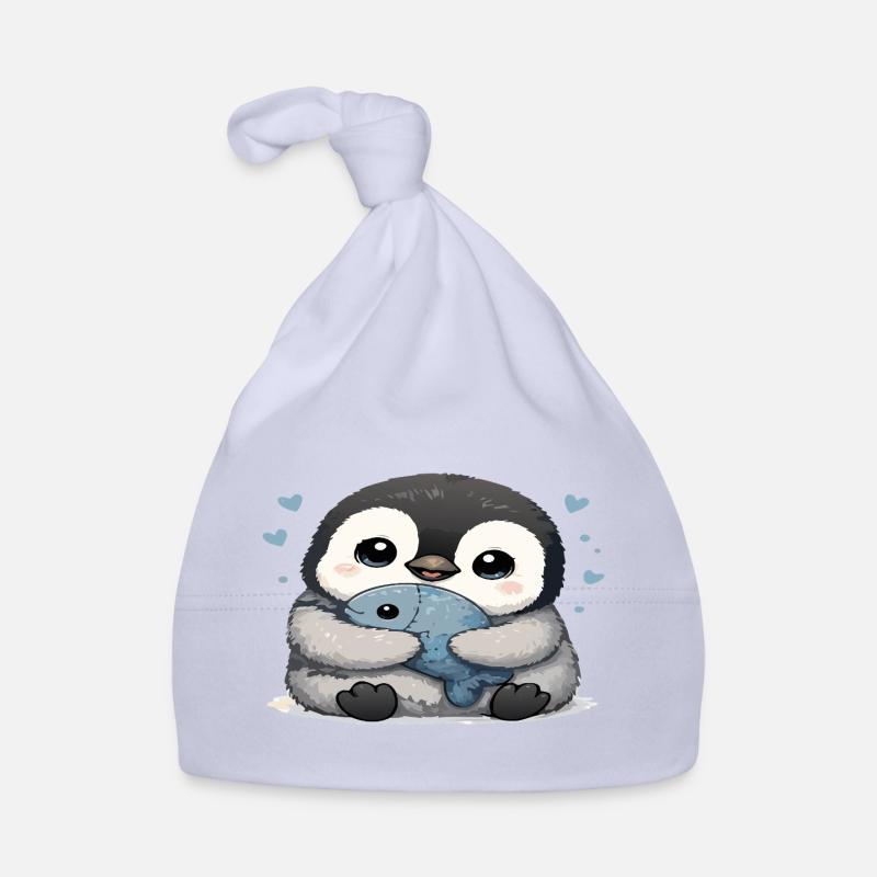Cuddly Penguin with Fish Organic Baby Cap