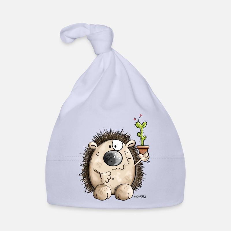 Hérisson avec une cactus - Bonnet bio Bébé - ciel