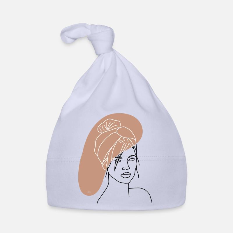 "Dame mit Tuch", Boho Line Art Design, "Faces" Baby Bio-Mütze