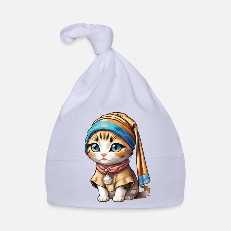 Chaton avec perle Bonnet bio Bébé