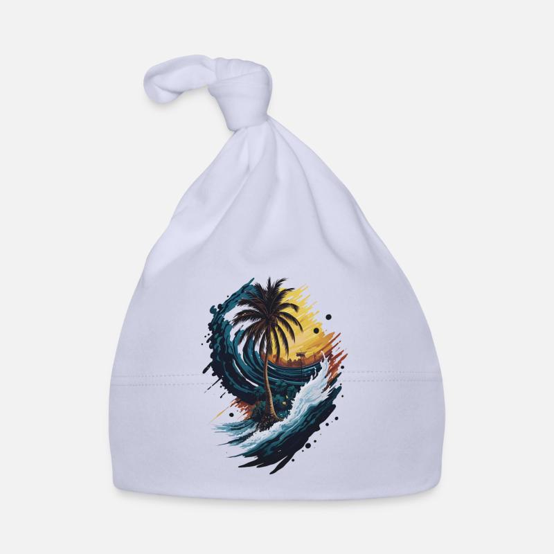 Summer Wave Palm Tree Organic Baby Cap