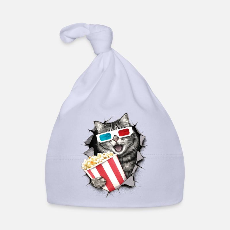Chat avec des lunettes 3D – Kino Halftone Design - Bonnet bio Bébé - ciel