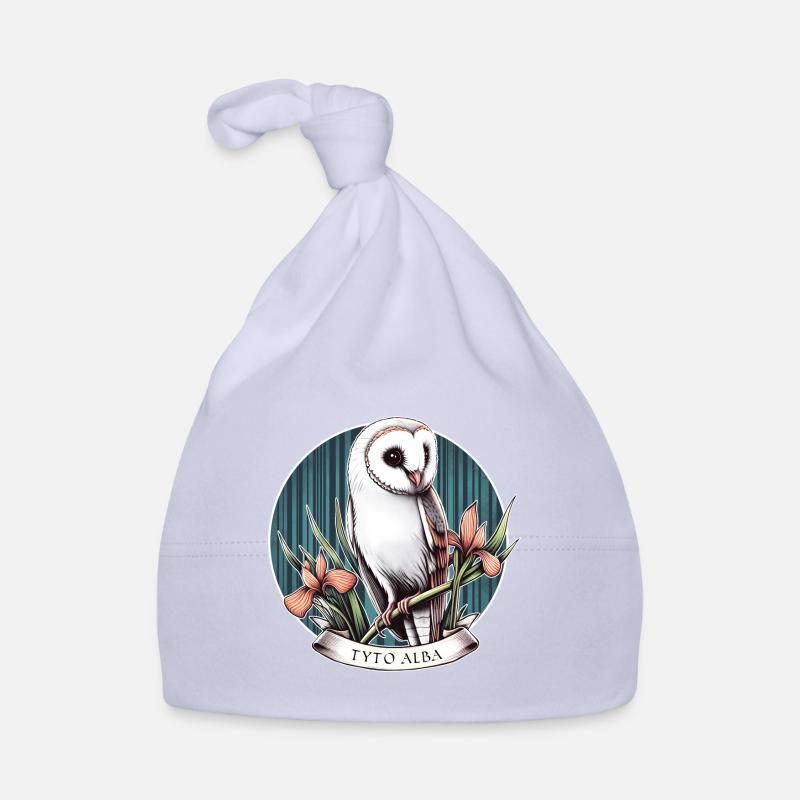 Chouette effraie - Bonnet bio Bébé - ciel