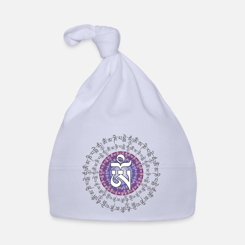 Mantra de compassion bouddhiste OM MANI PADME HUM - Bonnet bio Bébé - ciel