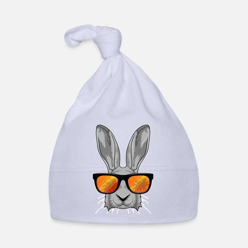 Lapin avec lunettes de soleil - Bonnet bio Bébé - ciel