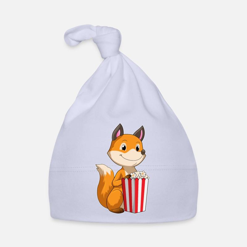 Fuchs mit Popcorn - Baby Bio-Mütze - Sky