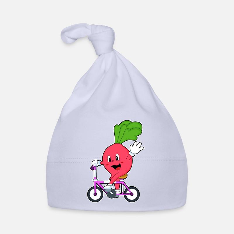 Radis avec vélo - Bonnet bio Bébé - ciel
