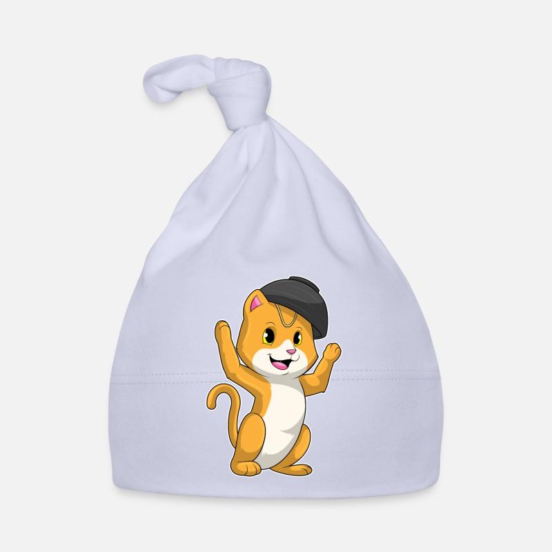Chat avec bol ramen - Bonnet bio Bébé - ciel