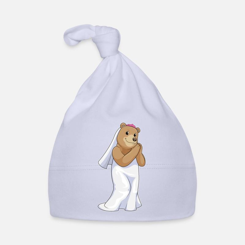 Ours comme mariée avec voile Bonnet bio Bébé