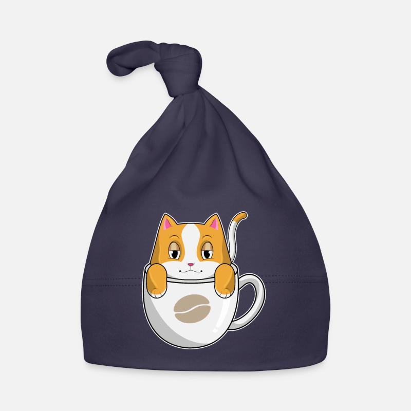Chat avec tasse de café Bonnet bio Bébé