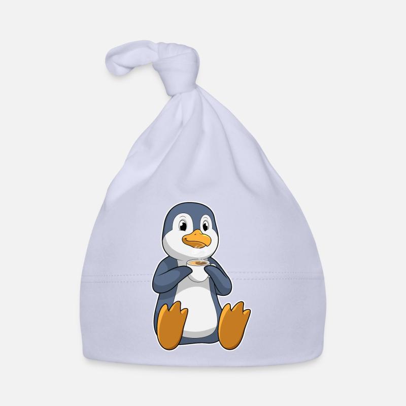 Pinguin mit Tasse Kaffee Baby Bio-Mütze