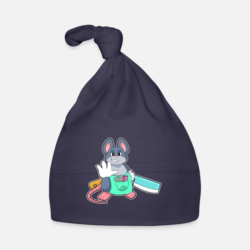 Souris comme coiffeur avec ciseaux et peigne Bonnet bio Bébé