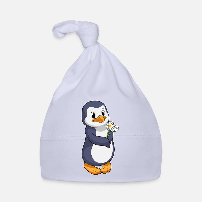 Pinguin mit Gänseblümchen Baby Bio-Mütze