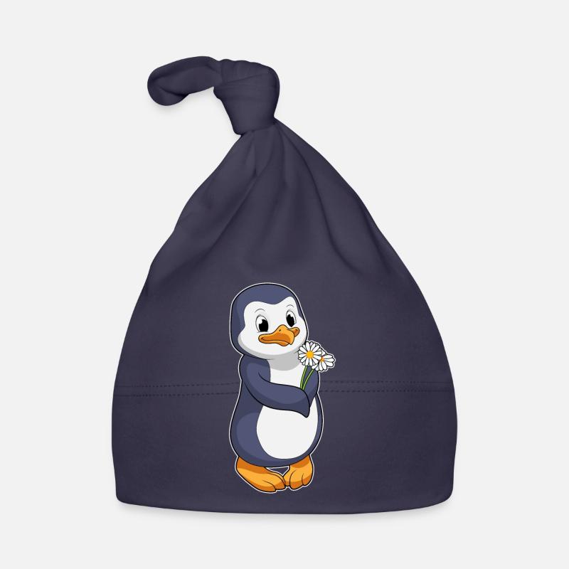 Pinguin mit Gänseblümchen Baby Bio-Mütze