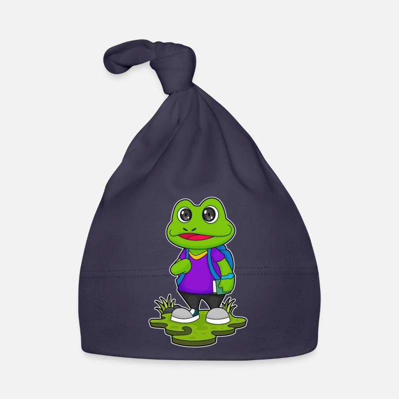 Frosch als Wanderer mit Rucksack Baby Bio-Mütze
