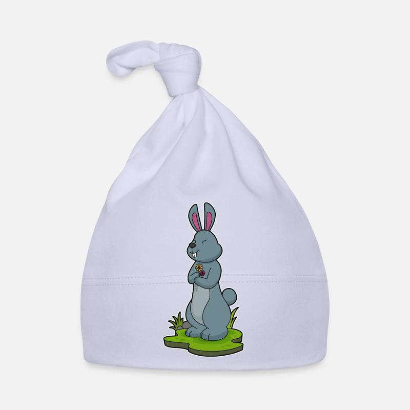 Lapin avec des fleurs Bonnet bio Bébé