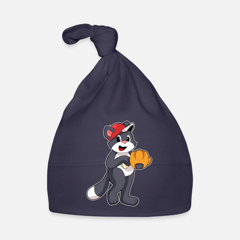 Katze beim Baseball mit Baseballhandschuh Baby Bio-Mütze