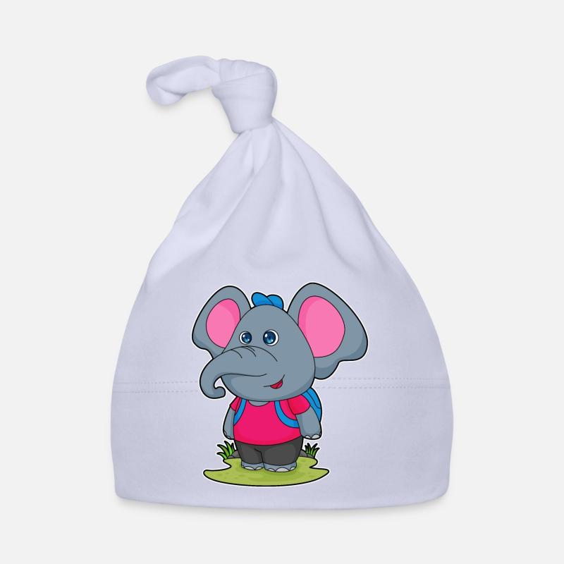 Elefant als Wanderer mit Rucksack Baby Bio-Mütze
