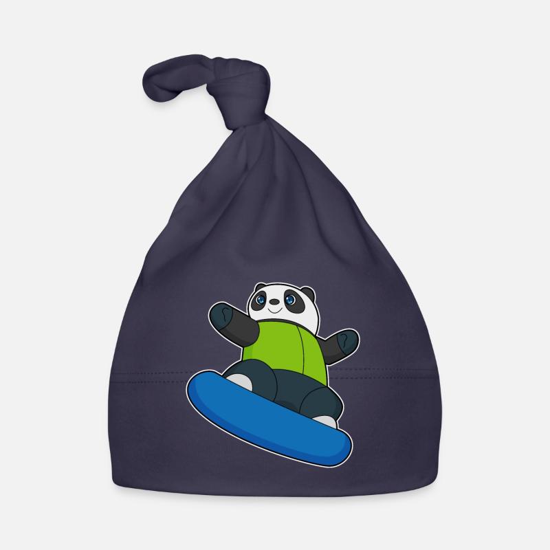 Panda as a snowboarder with snowboard Organic Baby Cap