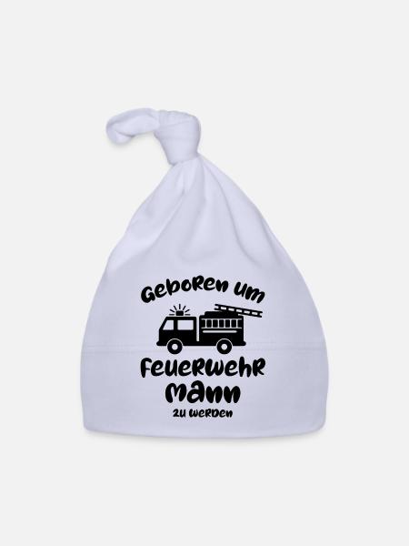 Geboren um Feuerwehrmann zu werden Feuerwehr - Baby Bio-Mütze - Sky - Vorne