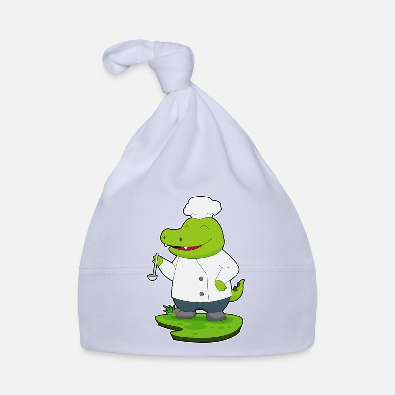 Cuillère de cuisson au crocodile - Bonnet bio Bébé - ciel