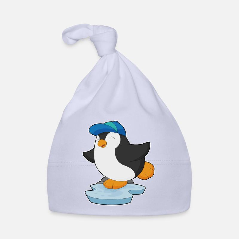 École de casquette d’élève pingouin - Bonnet bio Bébé - ciel