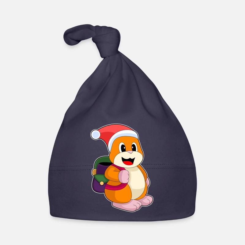 Hamster Christmas School Organic Baby Cap