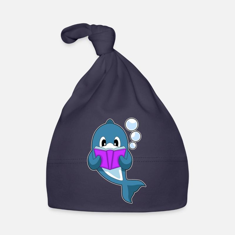 Dolphin Reading Book Organic Baby Cap