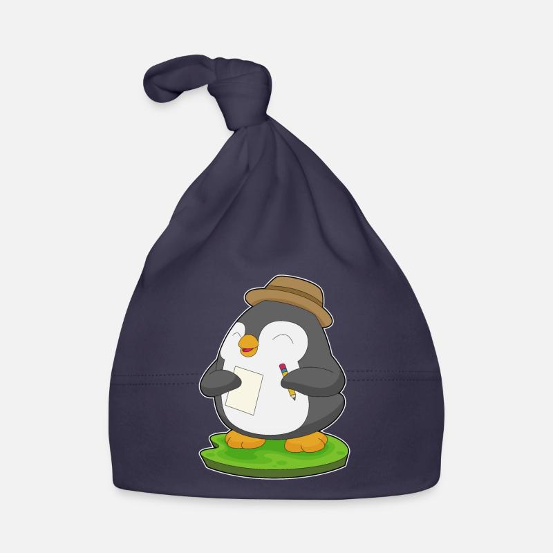 Pinguin Bleistift Papier Schule Baby Bio-Mütze