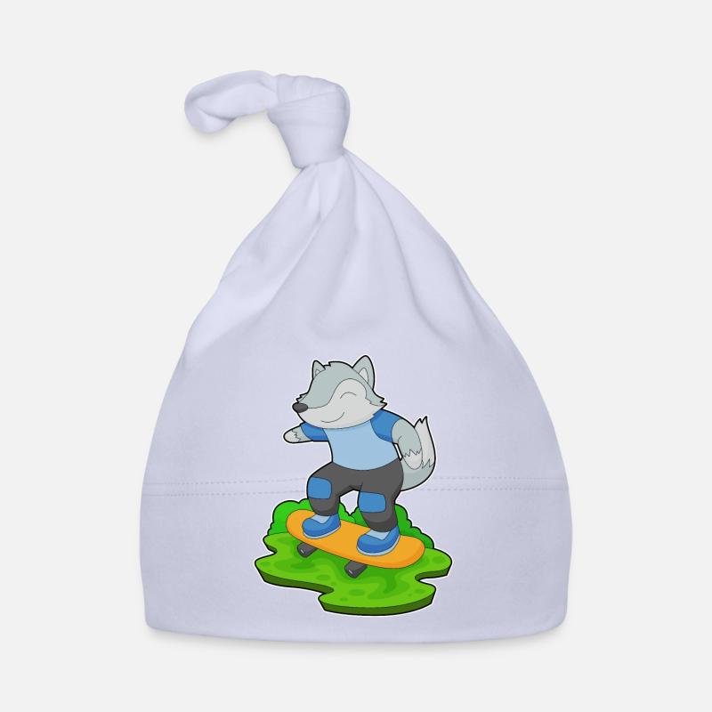 Wolf Skater Skateboard Baby Bio-Mütze
