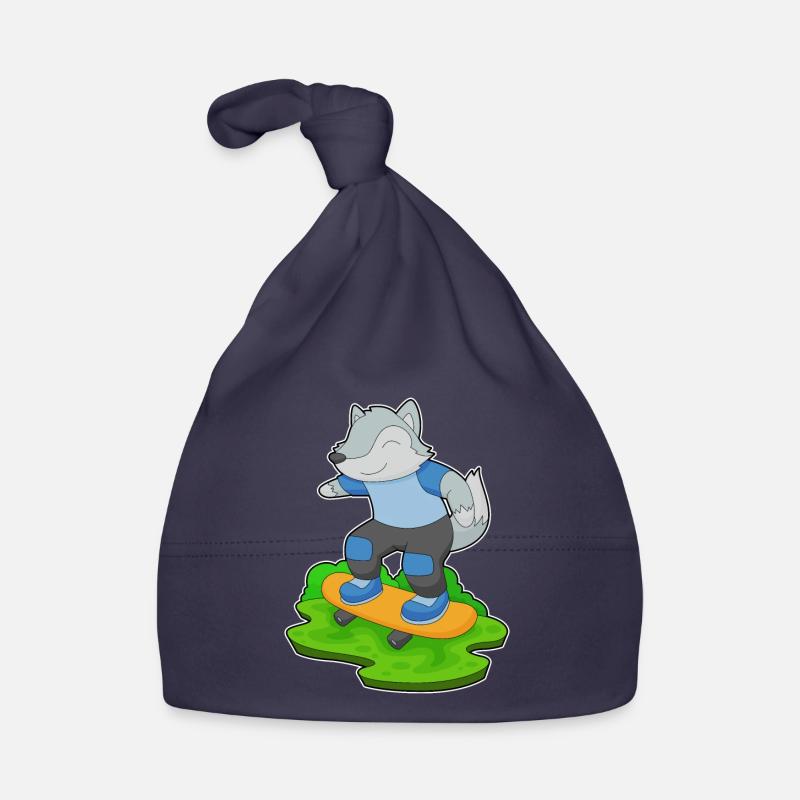 Wolf Skater Skateboard Baby Bio-Mütze