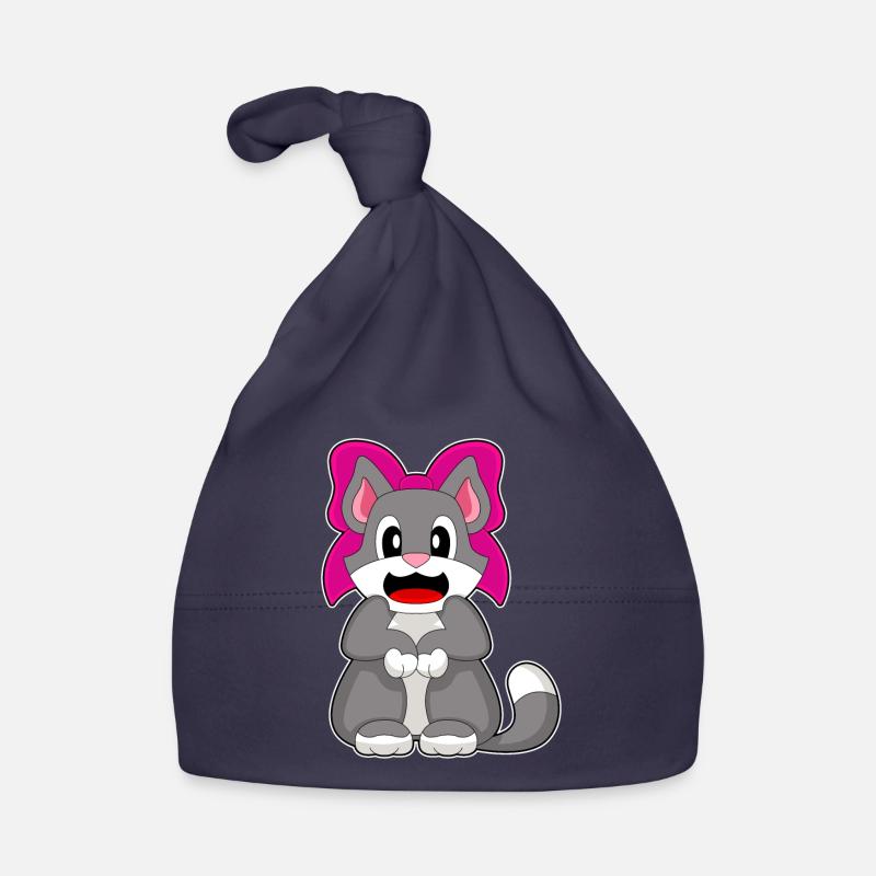 Cat Bow Organic Baby Cap