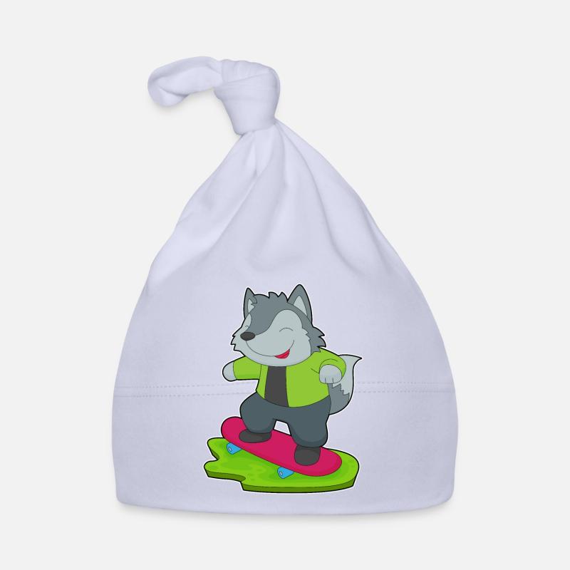 Wolf Skater Skateboard Baby Bio-Mütze