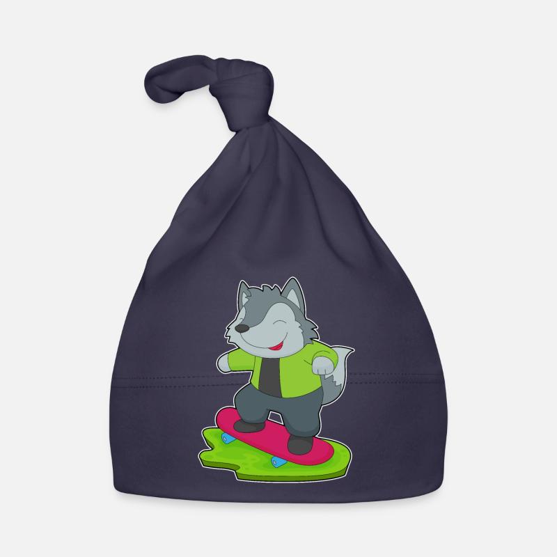 Wolf Skater Skateboard Baby Bio-Mütze