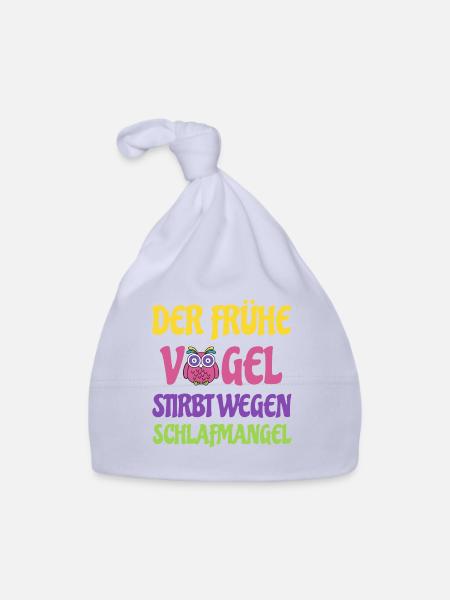 Der Frühe Vogel stirbt wegen Schlafmangel. Eule - Baby Bio-Mütze - Sky - Vorne