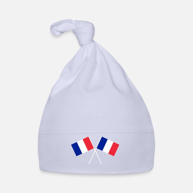 France drapeaux croisés français drapeaux - Bonnet bio Bébé - ciel