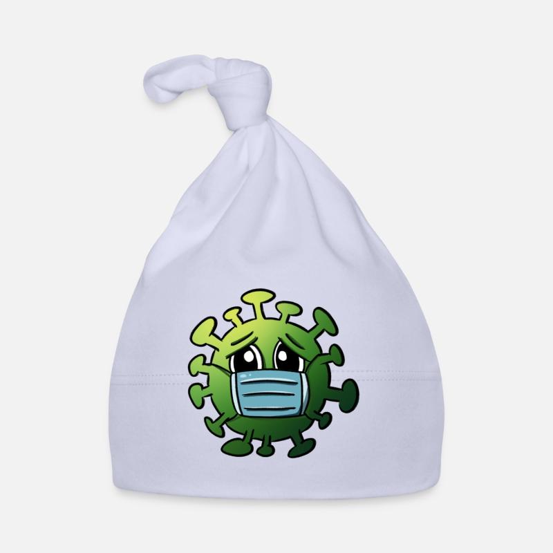Virus avec protège-dents Drôles De Graphiques Corona - Bonnet bio Bébé - ciel