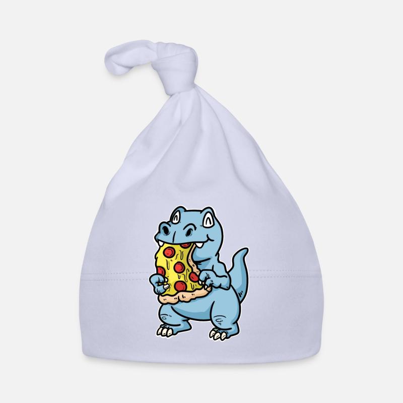 Dino avec pizza - Bonnet bio Bébé - ciel