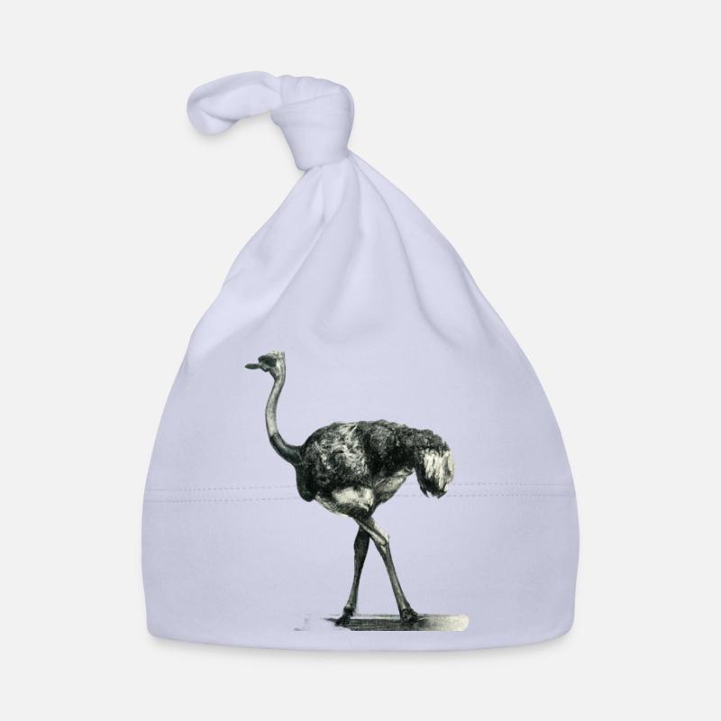 autruche Illustration - Bonnet bio Bébé - ciel