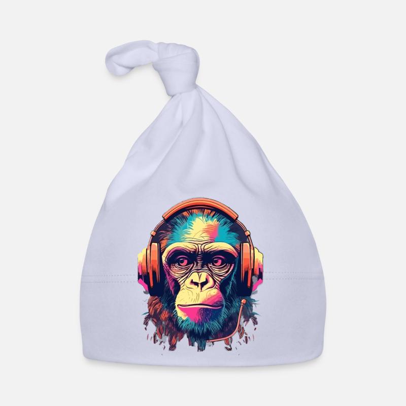 Battements de singe - Bonnet bio Bébé - ciel