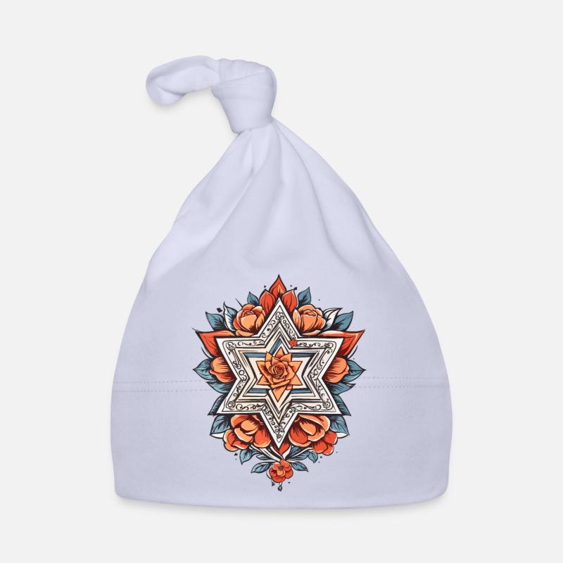 Étoile juive avec des fleurs Bonnet bio Bébé